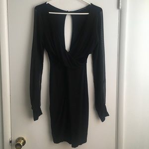 DEEP V NECK BLACK DRESS